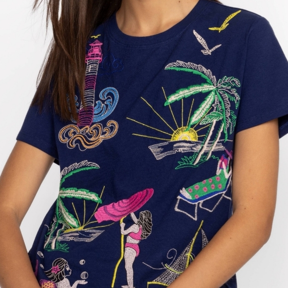 Johnny Was travel top sun mermaid palm tree Lighthouse sailboat NWT new W Tags - Picture 3 of 12